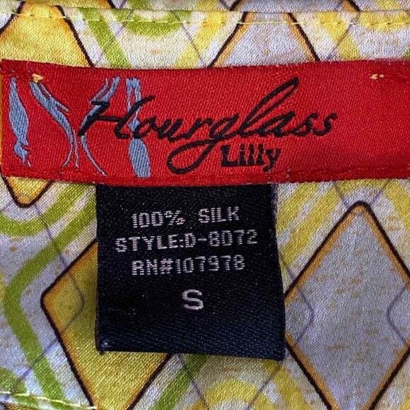 Hourglass Lilly Silk Dress Women Small Yellow Gray Sleeveless Mini Pockets - Picture 2 of 8